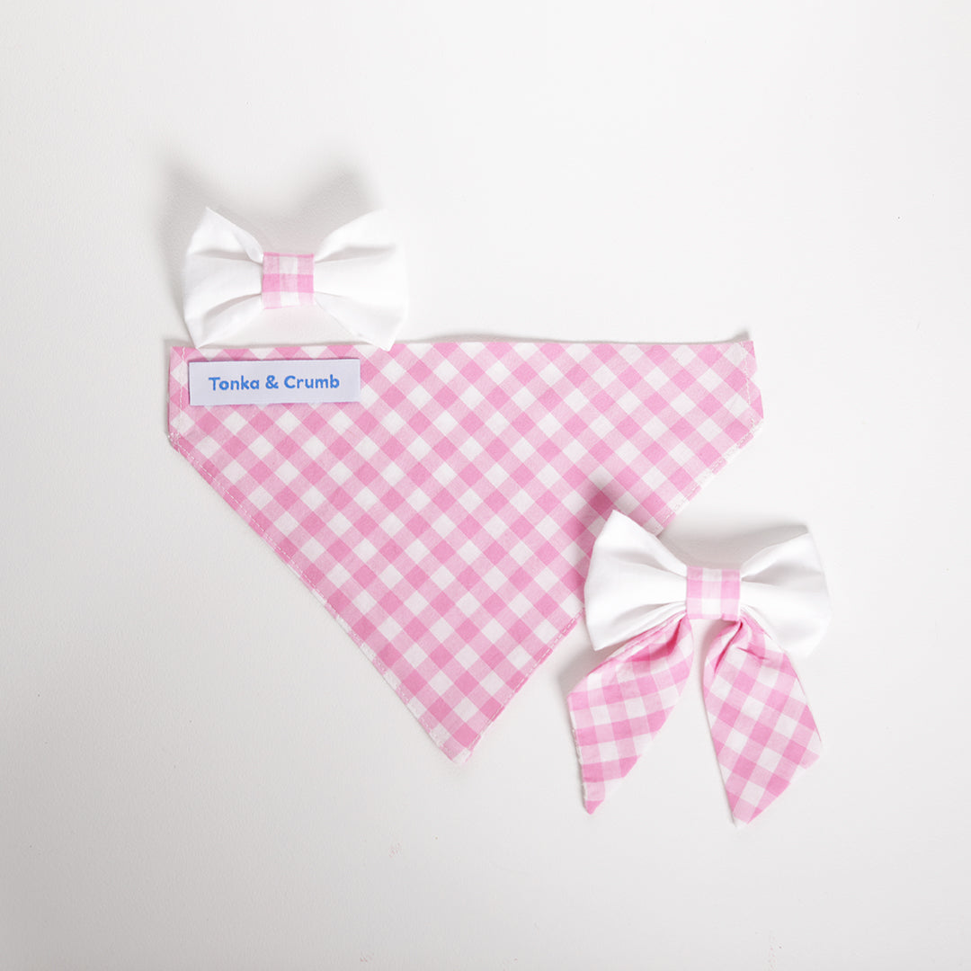 Pet Bandana | Pink Gingham