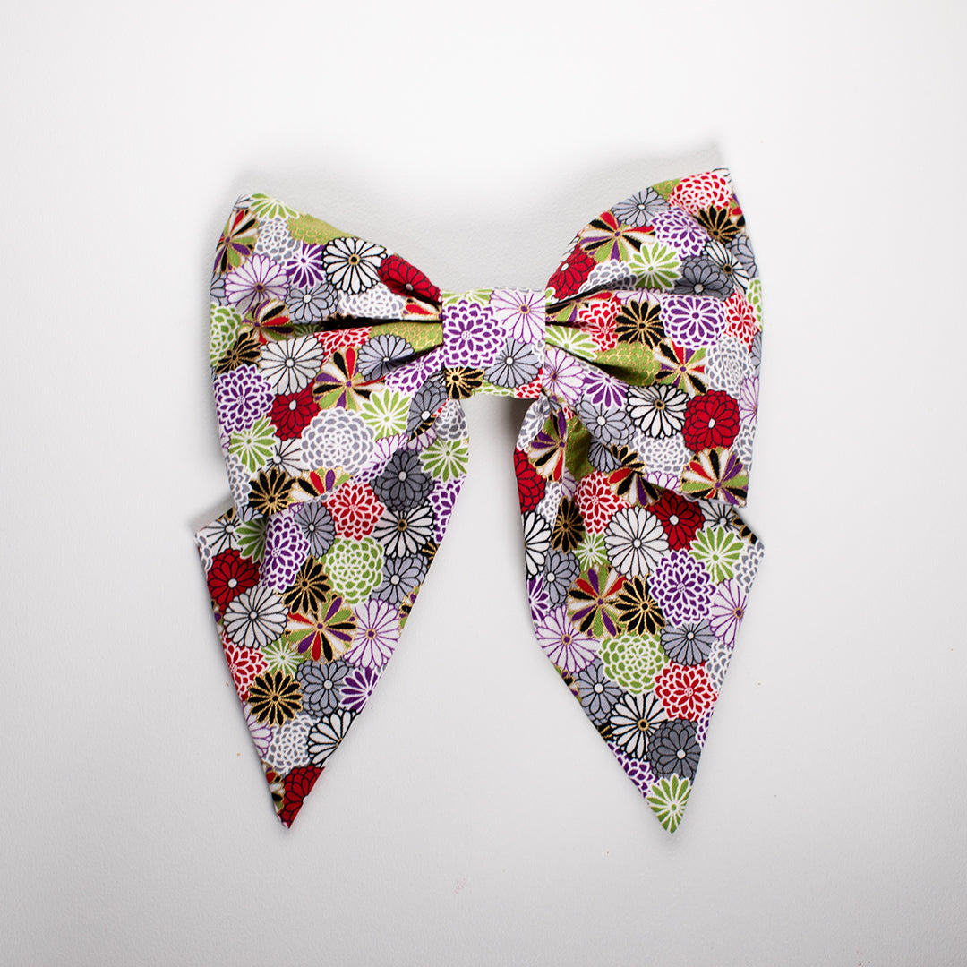 Hair bow in Japanese floral fabric