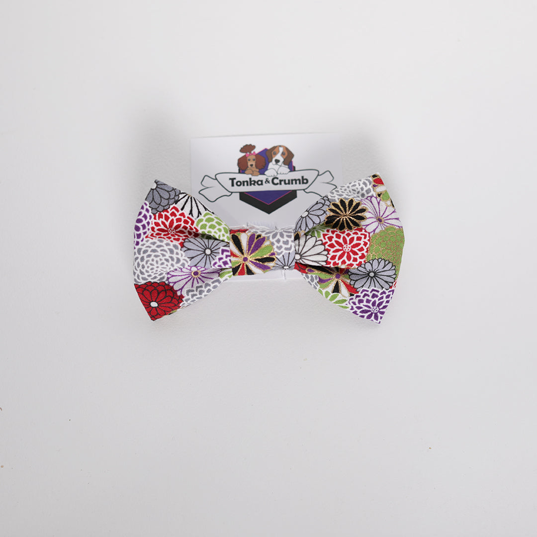 Pet bow tie in Japanese floral design