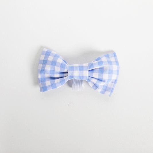 Baby blue gingham dog bow tie