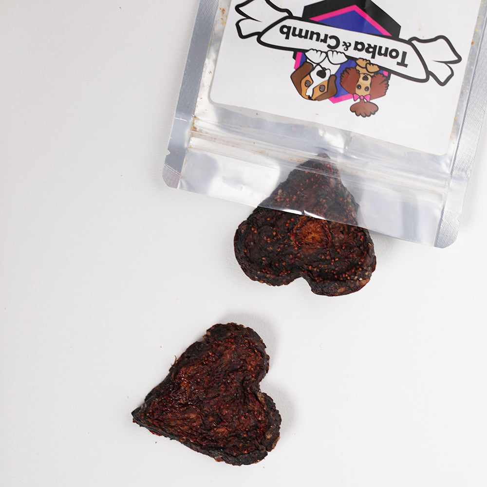 Beef and strawberry jerky for dogs