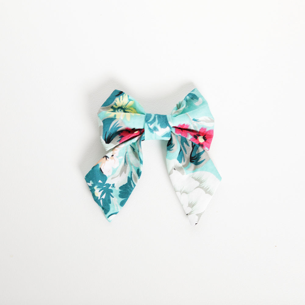 Blooming aquamarine sailor bow for pets