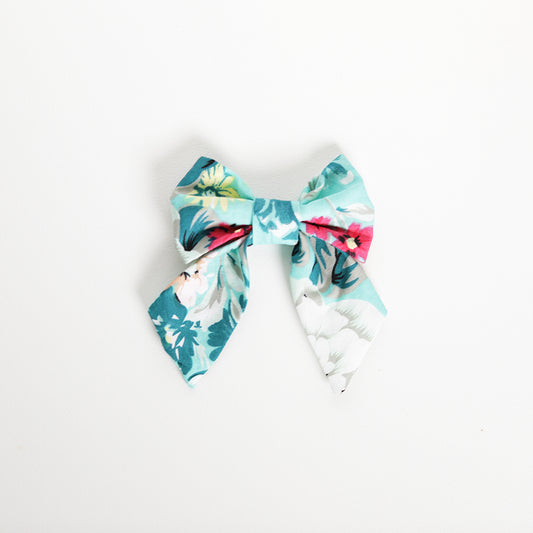 Blooming aquamarine sailor bow for pets