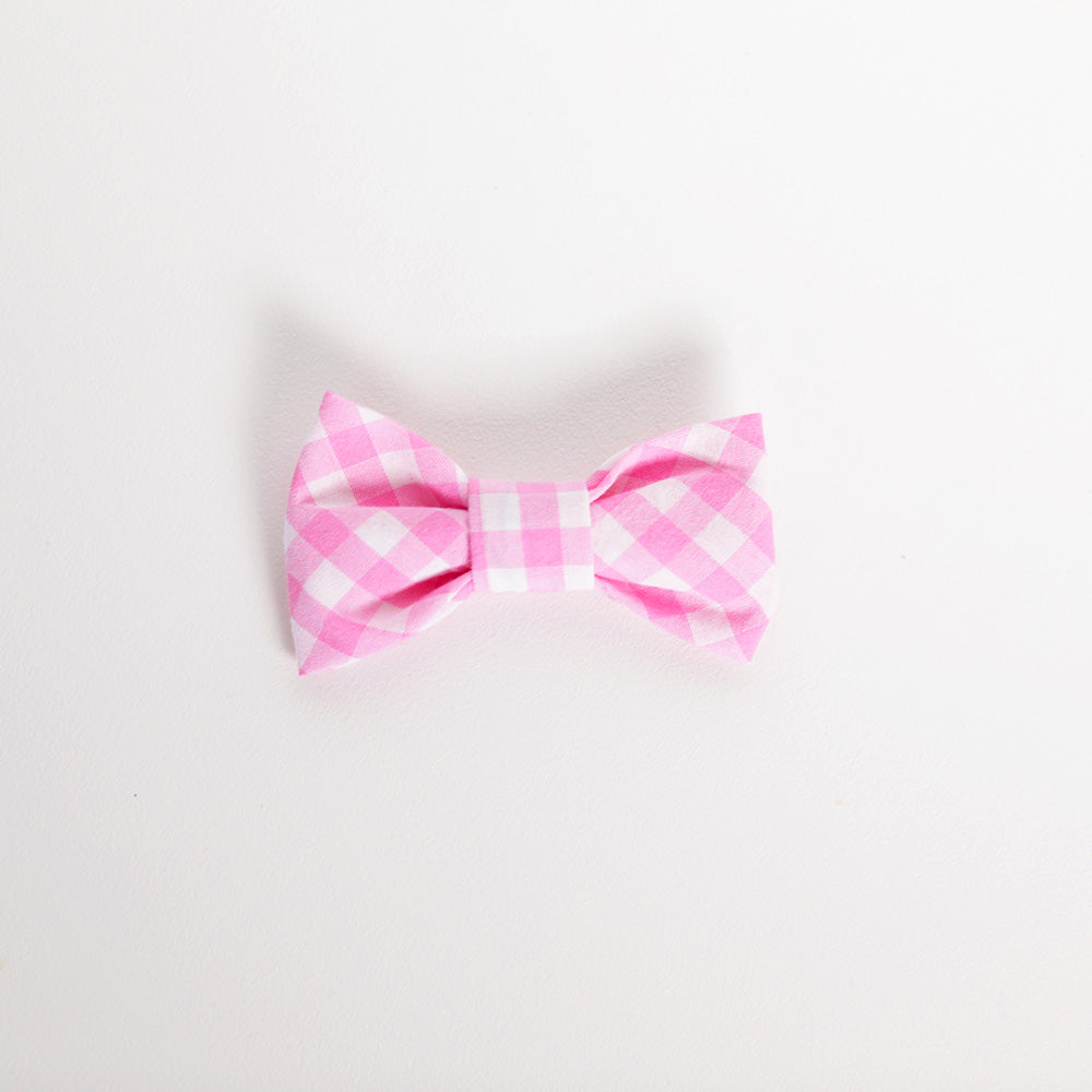 Pet bow tie in pink gingham