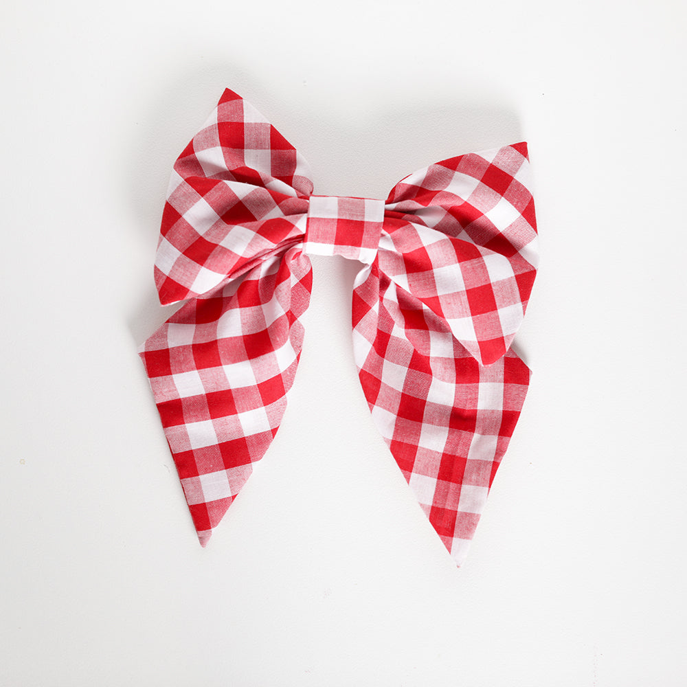 Hair bow in red gingham