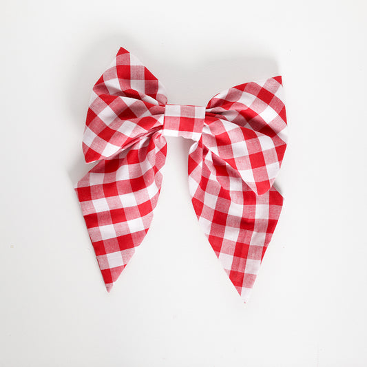 Hair bow in red gingham