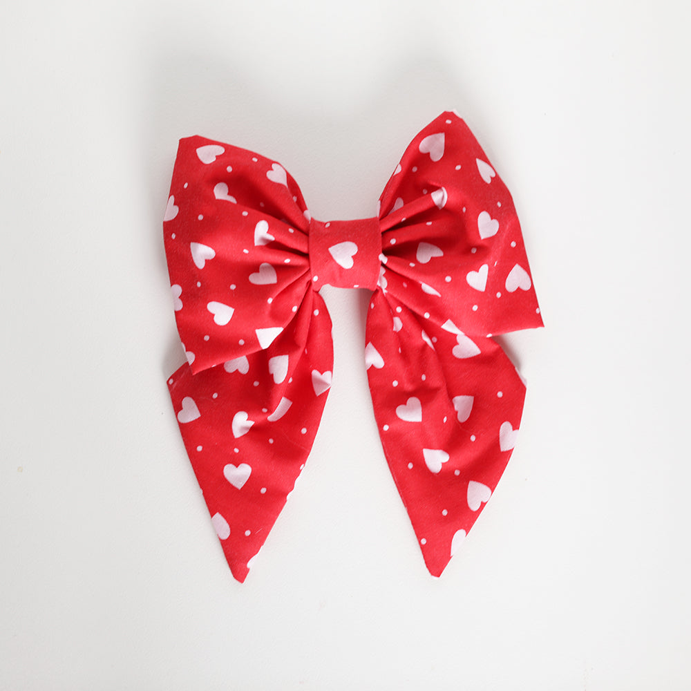 Red valentines day hair bow